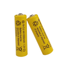 Batterie rechargeable Ni-CD AA 1000mAh 1.2V à bouton pour téléphone sans fil, jouets télécommandés, tondeuse à cheveux, lampe solaire d'urgence