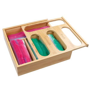Factory Supply Bamboo Ziplock Bag Storage Organizer for Drawer