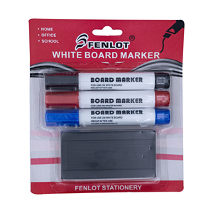 Rotulador borrable seco para escuela/oficina con logotipo personalizado más vendido, rotulador de pizarra blanca, 3 colores, plástico Material borrable, tinta negra y roja - Product Image 2