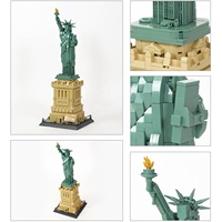 Estatua de la Libertad, Nueva York, América, Mini Bloques de Construcción de Arquitectura, Lugar Emblemático Famoso, Modelo de Ciudad, Ladrillos de Juguete para Niños y Adultos
