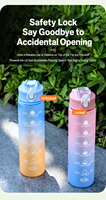 Nouvelle bouteille en plastique portable grande capacité avec poignée, style paille, pour étudiants et couples, design moderne et minimaliste, résistante aux hautes températures