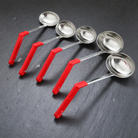 Set Sendok Sup, Sendok Porsi Makanan, dan Saringan dari Stainless Steel dengan Gagang Lengkung untuk Penggunaan Dapur Hotel Komersial
