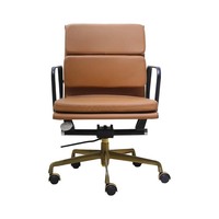 Chaise de réception/bureau ergonomique pivotante en cuir véritable de style italien minimaliste, accoudoirs réglables en hauteur pour salles d'étude