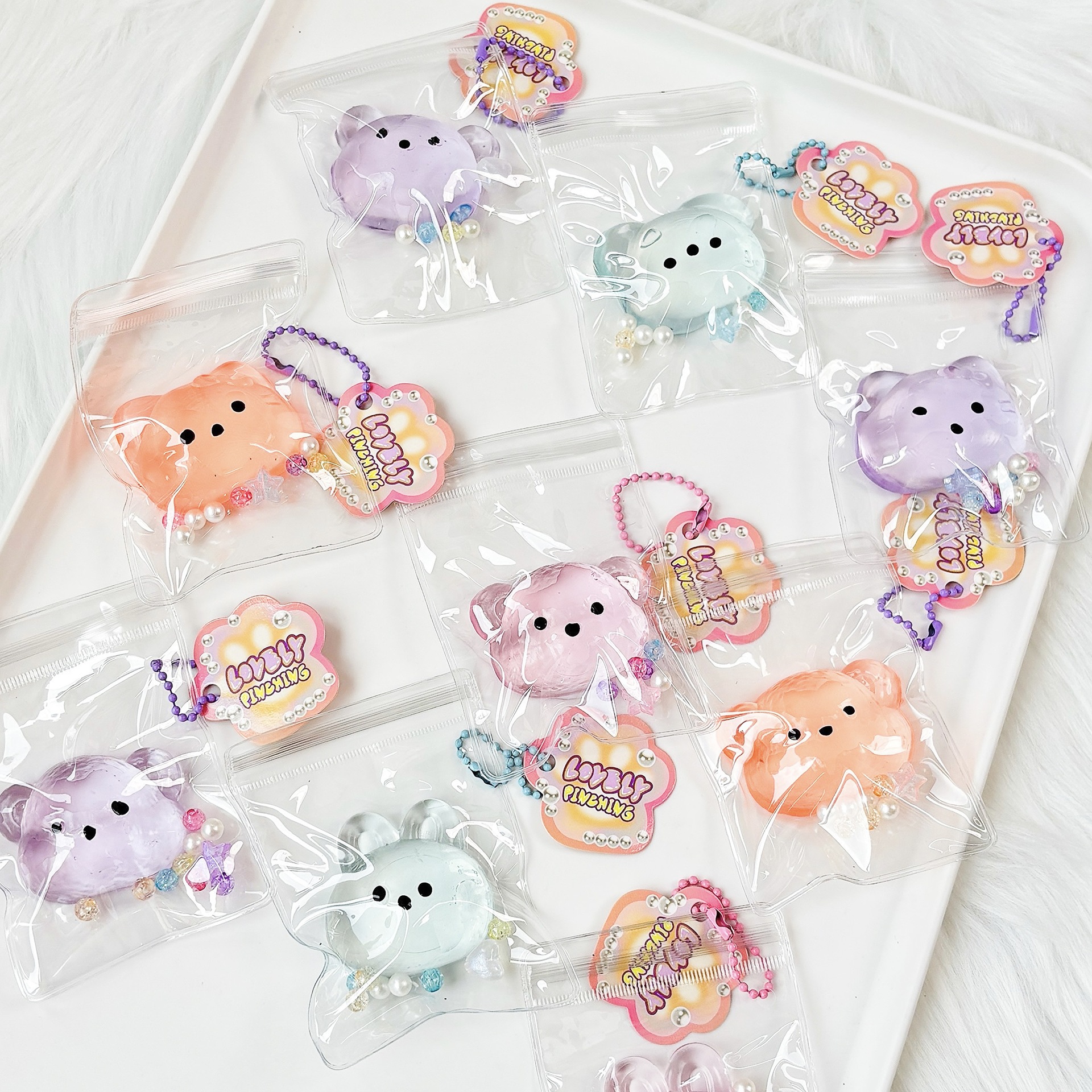 20762-Mini animaux en gelée transparente Squishy[1pc/1sac; mélanger les couleurs]