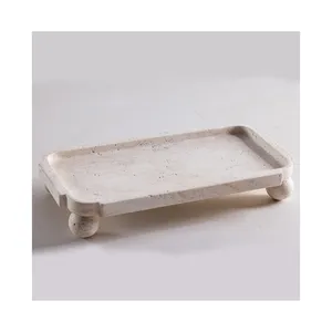 Travertine Marble Rectangle Tray With Leg Orb Spherical Feet Italian Marble Pretty Stone Tray Marble Tray