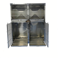 Jaula para Perros de Acero Inoxidable 304 de Primera Calidad, con 4 Unidades y Divisor Extraíble, para Hospital Veterinario