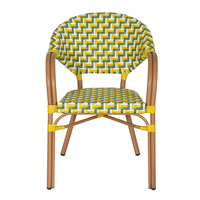 Chaise de bistrot française pour l'extérieur, en rotin PE tressé, avec structure en aluminium, pour restaurant, café, terrasse