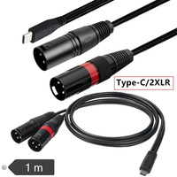 Cable Adaptador USB C a Doble XLR Macho con Blindaje Trenzado y Revestimiento de PVC de 1m de Longitud para Smartphones/Laptops