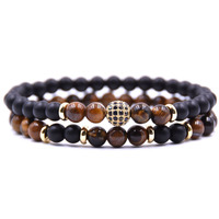 Bracelet pour homme fait à la main avec des perles givrées de 6 mm, nouvelle mode, bracelet en pierre de zircon pour mariage ou cadeau