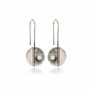 Round Shape White <b>Opal</b> Stone Vintage Hook <b>Earrings</b> Handcrafted Wholesale 925 Sterling Silver Jewelry - Product Image 2