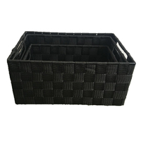 Ensemble de 3 paniers tissés en plastique à ceinture en nylon faits à la main pour organiser les jouets divers aliments dans la cuisine armoire salon