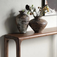 2024 nouvelles entrées meubles moderne accent rétro marron rectangulaire géométrique couloir console tables bois antique pour salon