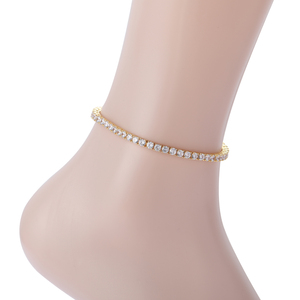 <span class=keywords><strong>Cavigliera</strong></span> Tennis A004 da 3mm 4mm in Ottone Placcato <span class=keywords><strong>Oro</strong></span> con Zirconi Cubici Iced Out Bling Bling da 9 e 10 Pollici per <span class=keywords><strong>Donna</strong></span> - Product Image 6