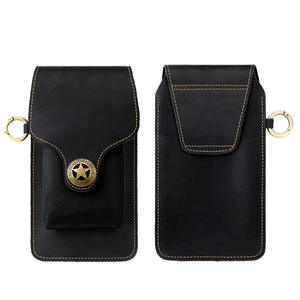 Sac banane vintage en cuir Crazy Horse Andong pour homme, sacoche de téléphone en cuir de vachette, sac de ceinture pour le travail en extérieur, le sport et les clés, sac à main - Product Image 4
