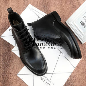 Botas Martin de media pantorrilla de piel de vaca estilo inglés, botas cortas con cordones para hombre, zapatos de cuero para hombre de negocios, botas cálidas acolchadas de algodón - Product Image 3