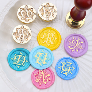 Ensemble de tampons alphabet Iris, 26 lettres anglaises, tête de tampon à cire à cacheter, manche en bois de hêtre rouge - Product Image 4