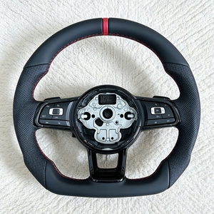 พวงมาลัยหุ้มหนังครึ่งวงแบบไม่มีปุ่ม R Line สำหรับรถยนต์ Volkswagen VW Golf 6 7 7.5 MK 6 7 7.5 GTE R Polo <span class=keywords><strong>GTI</strong></span> Polo Passat CC B8 <span class=keywords><strong>Jetta</strong></span> - Product Image 3