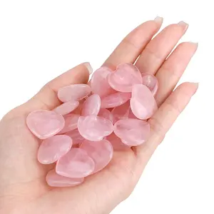 100% Natural Crystal Crafts Healing Crystal Puffy Heart for Chakra Decoration Jewelry Making 20mm Rose Quartz Heart Stones