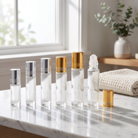 Flacon cylindrique en verre vide de 5 ml à 15 ml avec bouchon en aluminium pour huiles essentielles d'aromathérapie, mélanges de massage, huiles pour barbe et cheveux, cosmétiques