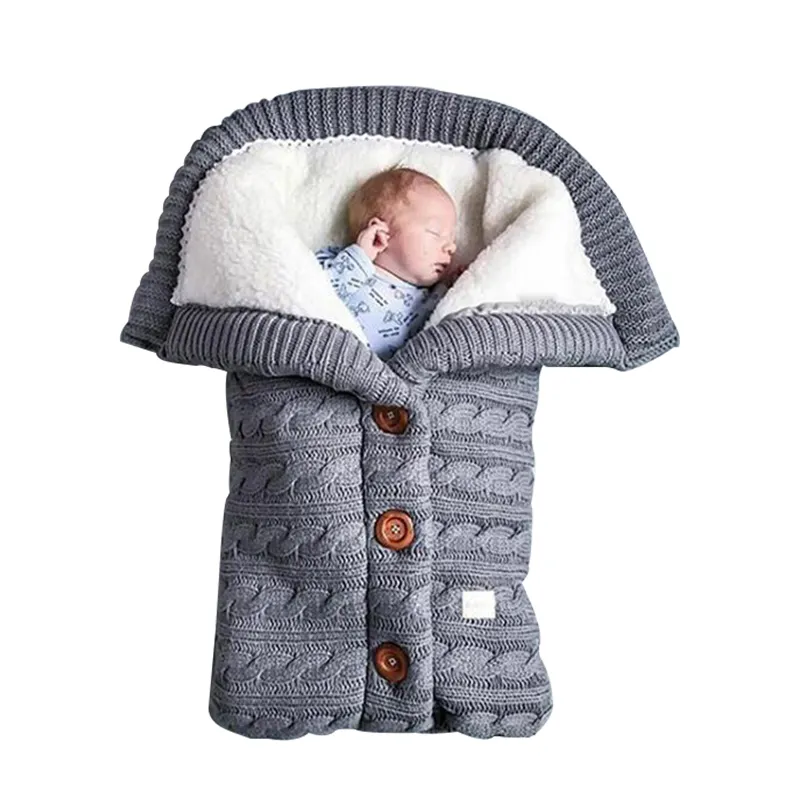 Newborn Baby Swaddle Blanket Baby Kids Toddler Thick Knit Soft Warm Sleeping Bag Baby Stroller