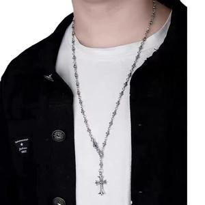 Collier pendentif croix Gorpcore, chaîne coulissante réglable à maillons en bambou, argent tibétain, bijoux sportifs unisexes, design de niche, utilitaire - Product Image 4