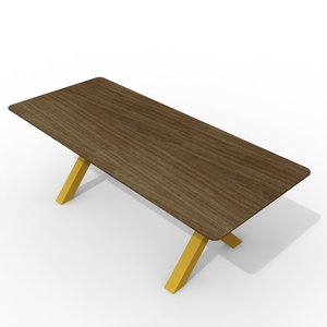 طاولة طعام فاخرة حديثة كلاسيكية صديقة للبيئة بسطح رخامي مستطيل الشكل وأرجل معدنية على شكل X للمطاعم - Product Image 2