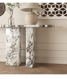 モダンラグジュアリーミニマリストCalacatta Viola大理石コンソールテーブルホールホールホールホールホールホールホームリビングルームホテルエントリーホーム家具 - Product Image 2