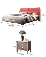 Ensemble de meubles de chambre à coucher de luxe populaire, lit king size confortable, cadre de lit moderne en cuir et bois, lit double simple de 1,8 m pour chambre à coucher