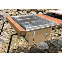 ENJOY Table de camping pliante pour barbecue en acier inoxydable 304 finition argentée IGT, pour l'extérieur