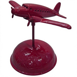 Modèle d'avion rouge décor à la maison fait à la main moulé sous pression hélice avion Souvenir cadeaux modèle d'avion avion en métal avec base - Product Image 1