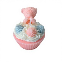Bougie d'aromathérapie Ours d'anniversaire, modèle gâteau créatif, cadeau chaleureux et romantique pour petite amie, idéal pour fête, faite à la main, mélange de soja