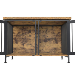 คอกไม้สำหรับสัตว์เลี้ยงแบบ2-in-1ที่วางทีวีขนาดใหญ่ลังสุนัขสองชั้นพร้อมชามป้อนอาหารสุนัขในร่ม - Product Image 5