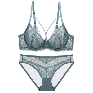Vente en gros de soutien-gorge de mode respirant transparent Destock Ensemble de sous-vêtements sexy en dentelle pour femmes - Product Image 5
