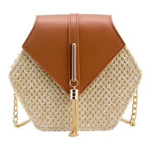 <span class=keywords><strong>Sac</strong></span> à <span class=keywords><strong>main</strong></span> décontracté pour femme, personnalisé avec logo, classique, fait <span class=keywords><strong>main</strong></span>, en paille PP, avec chaîne métallique, petit <span class=keywords><strong>sac</strong></span> hexagonal tendance, durable pour le quotidien - Product Image 3