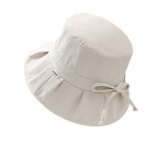 Chapeau Bob d'été décontracté pour femme et fille, protection solaire, design plissé avec nœud - Product Image 2
