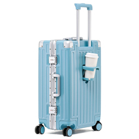 Valise à roulettes en aluminium, coque rigide anti-collision en ABS et PC, ensemble de bagages à fermeture éclair - Valise pour les voyages d'affaires pour les filles