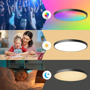 Plafonnier LED intelligent Tuya <span class=keywords><strong>MI</strong></span> Wi-Fi moderne 24W pour la maison, type A19, RGB, pleine couleur, dimmable, commande vocale et par application, alimentation CA - Product Image 3