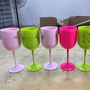 Customized Logo And Color Model Green Pink Party Unbreakable Flutes Modern Luxury Acrylic Plastic Wine Glasses Glass