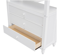 Lit superposé double avec bureau et commode, lit superposé en bois double avec tiroirs de rangement et étagères pour enfants adolescents adultes