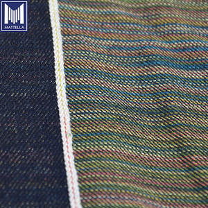 Gökkuşağı renkli şeker atkı halat boyalı 12oz japon tarzı 100% pamuk şantuk ham selvedge denim kot kumaş mens kot - Product Image 5