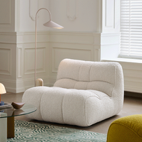Fauteuil simple en chenille VOXHOME, mobilier moderne et simple pour salon, fauteuil d'appoint paresseux avec rembourrage en éponge pour chambre à coucher