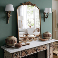 Miroir mural de jardin gothique arqué avec cadre en métal antique Style rustique vintage classique pour la maison Hôtel Miroir rétro moderne de luxe