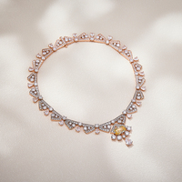 Parure 4 pièces romantique en forme de poire avec nœud, collier, boucles d'oreilles, bague et bracelet en laiton orné de zircone étincelante, cadeau idéal pour femme pour banquets formels
