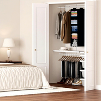Étagère de rangement suspendue pour armoire avec 5 étagères, 2 poches latérales, installation par crochet en acier, pliable, lot de 2, revêtement en poudre pour le rangement.