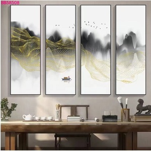 Stampe su Tela Personalizzate di Paesaggi Dorati, Dipinti Astratti Decorativi per Arredamento Casa e Hotel, Arte Murale Personalizzata - Product Image 1