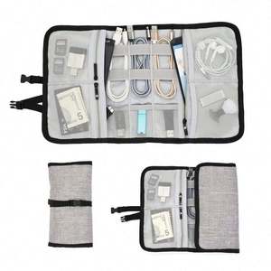 Échantillon gratuit, organiseur de câbles portable enroulable, sac pour accessoires électroniques d'ordinateur - Product Image 5