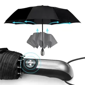 مخصص شعار مقاوم للريح بالكامل مظلة أوتوماتيكية المطر 3 للطي هدية شمسية المدمجة كبيرة سفر الأعمال سيارة 10K مظلة