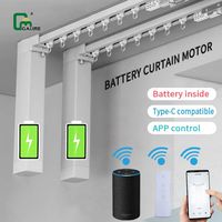Motor de Cortina Recargable Integrado Galime de 2500 mAh, Controlador Zigbee MESH Trietex para Rieles de Dormitorio y Sala de Estar