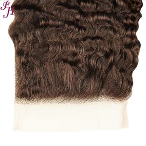 Cierre de pelo rizado birmano transparente de fábrica FH cierre frontal de encaje virgen brasileño 4x4 5x5 13x4 cierre frontal de encaje de rizo birmano al por mayor - Product Image 4