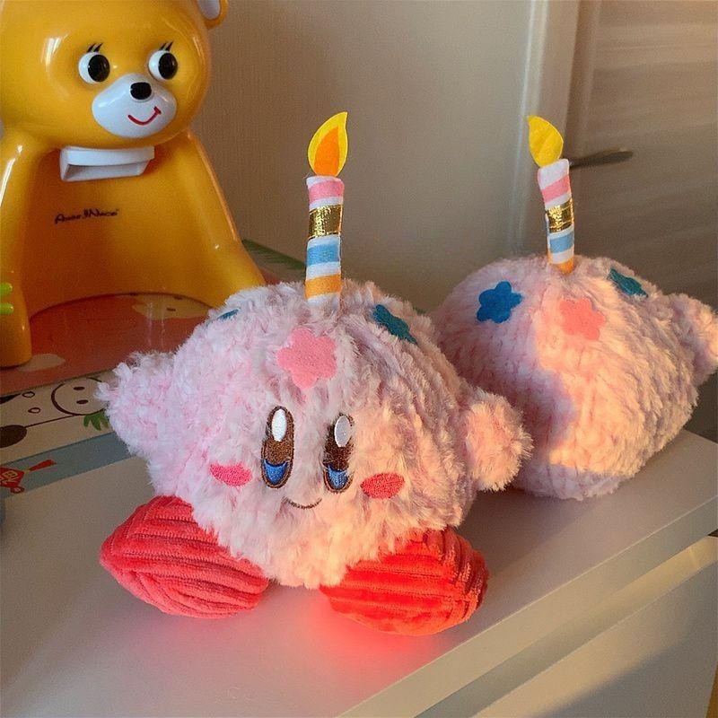 High Quality Cute Doll Cartoon Kirby Candle Cake Stuffed Animal Toys Birthday Gift Plush Toys Super Kawaii Kirby Toys